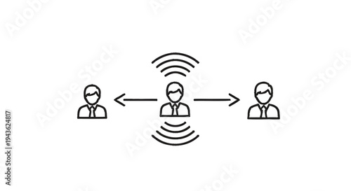 Social distancing concept with people icons and signals.