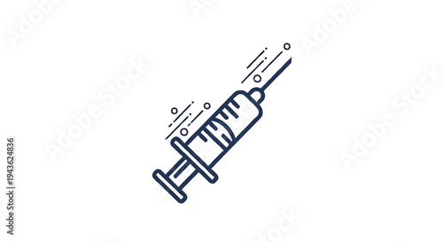Simple Line Art Syringe Icon with Bubbles.