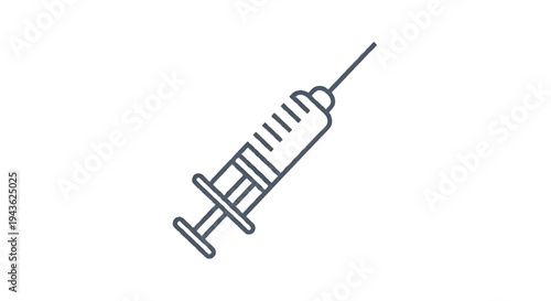 Simple Line Art Syringe Icon with Needle.