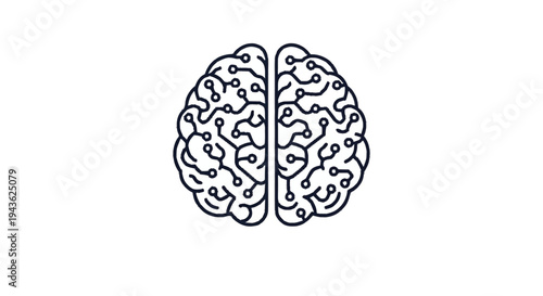 Stylized Brain Illustration with Circuitry Patterns.