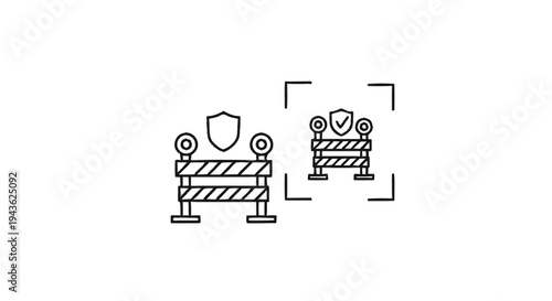 Security Barrier with Shield Icon and Check Mark.