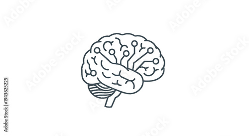 Stylized Brain Illustration with Digital Connections.