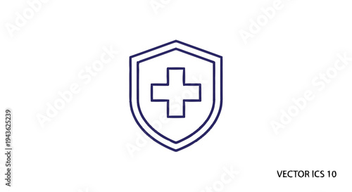 Shield with Medical Cross Symbol Icon.