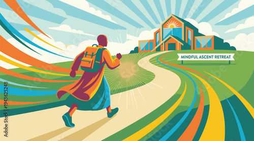 Graduation Student Walking Towards School Building.