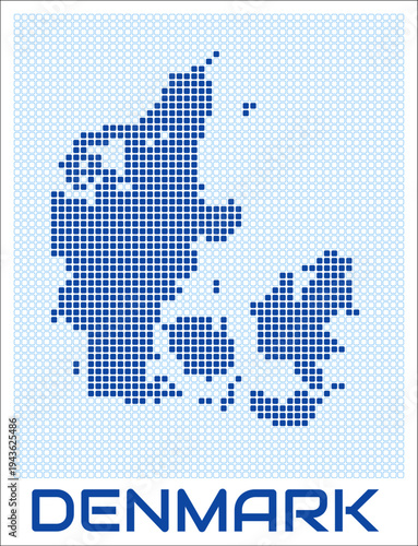 Denmark dot map. Dotted shape of the country. Denmark boundary dots with title. Vector illustration.