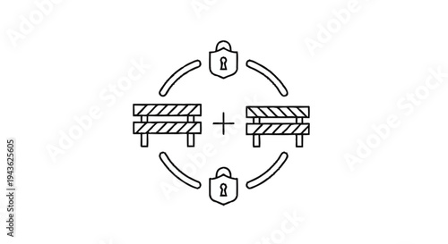 Security Barriers and Locks in a Circular Arrangement.