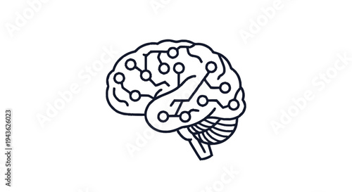Stylized Brain Illustration with Neural Network Connections.