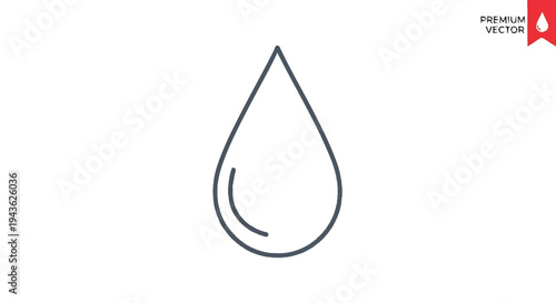 Simple Outline Icon of a Water Droplet.