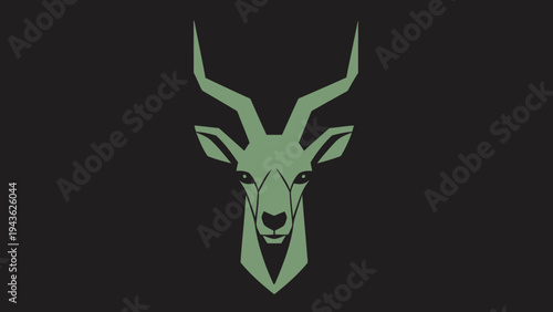 Stylized Geometric Illustration of a Kudu Antelope Head.