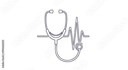 Stethoscope and Heartbeat Line Symbolizing Medical Health.