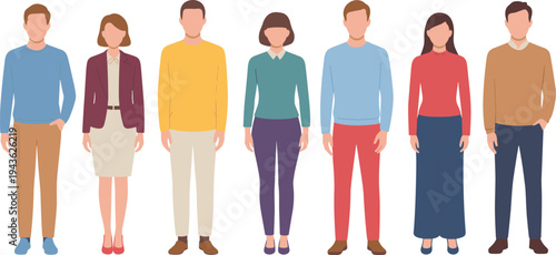 Massive collection of diverse young people and couples wearing trendy casual streetwear outfits in minimalist flat vector illustration and black line art style