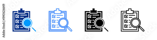 Analysis Multiple Style Icon Set Vector 