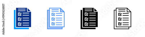 Checklist Multiple Style Icon Set Vector 