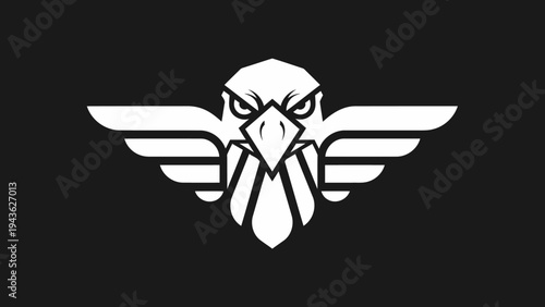 Stylized Eagle Head with Wings Emblem Logo.