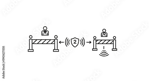 Social Distancing Security Barrier with Wireless Signal.