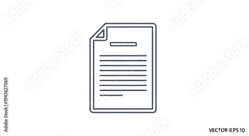 Simple Line Art Icon of a Document or Paper.