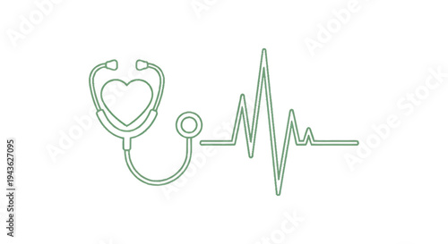 Stethoscope Heartbeat Medical Symbol Health Care Concept.