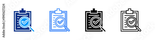 Examine Multiple Style Icon Set Vector 