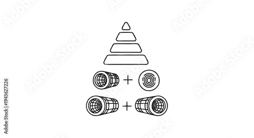 Set of Plumbing Connectors and a Stacked Pyramid Shape.