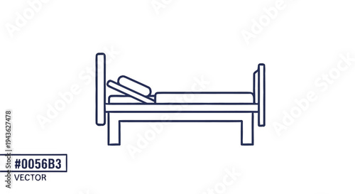 Simple Line Art Illustration of a Hospital Bed.