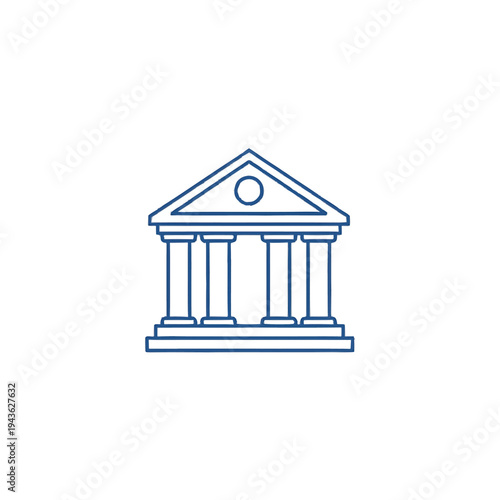 Simple Line Drawing of a Classical Greek Building Facade.