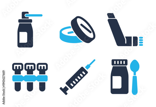 Treatment Methods and Medical Tools icon set. Solid glyph series icons