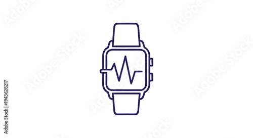Smartwatch displaying heart rate monitor graph icon.