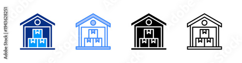 Warehouse Multiple Style Icon Set Vector 