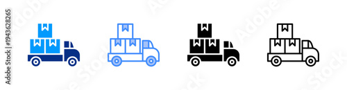 Truck Multiple Style Icon Set Vector 