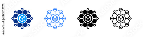 Supply Chain Network Multiple Style Icon Set Vector 