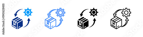 Processing Multiple Style Icon Set Vector 