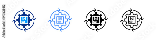 Processing Product Multiple Style Icon Set Vector 