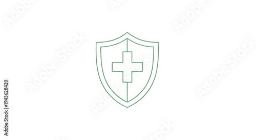 Shield with Plus Sign Medical Health Protection Symbol.