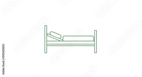 Simple Line Art Illustration of a Hospital Bed.