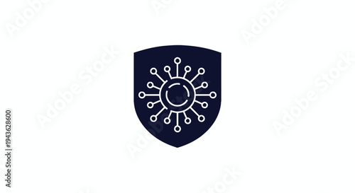Shield with virus icon symbolizing protection against disease.