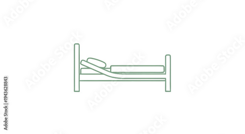 Simple Line Art Illustration of a Hospital Bed.