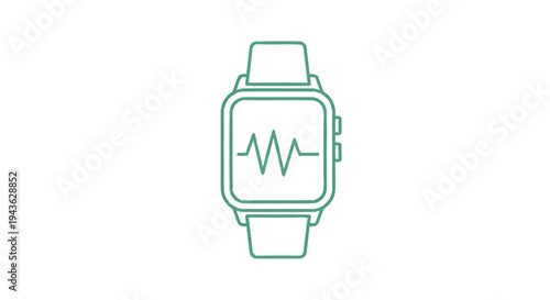 Smartwatch displaying heart rate monitor graph line.