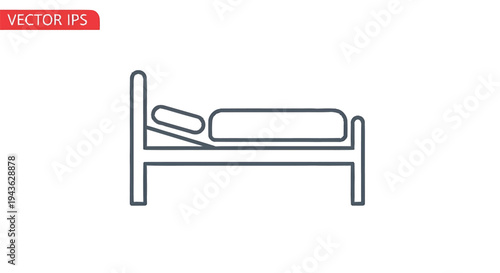 Simple Line Art Illustration of a Hospital Bed.