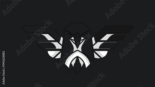 Stylized Eagle Head with Wings Logo Design.