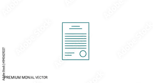 Simple Line Drawing of a Document with Seal.