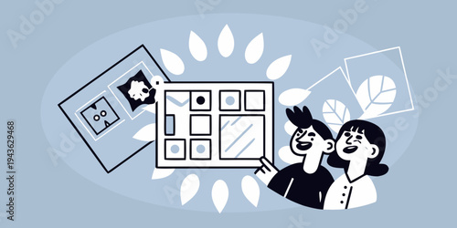 People collaborating and viewing digital content on a screen