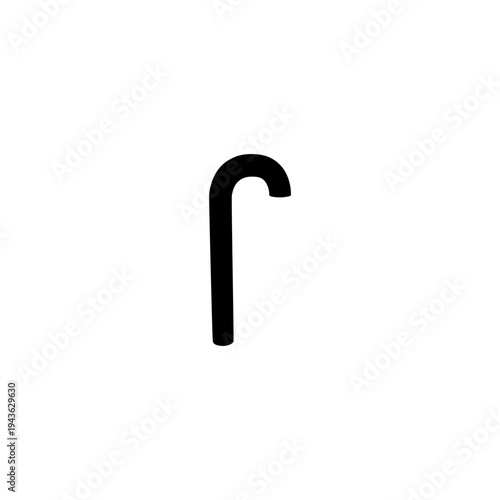 Walking Cane Silhouette Isolated on White Background