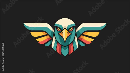 Stylized Eagle Head with Wings Spread.