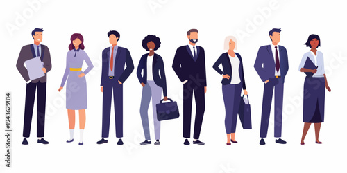 Diverse group of professionals standing in a row representing workplace inclusion