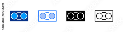 Cassette Tape Multiple Style Icon Set Vector 