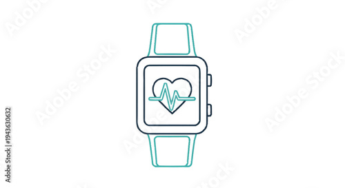 Smartwatch displaying heart rate monitor graphic.