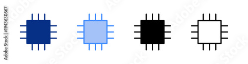 Chip Multiple Style Icon Set Vector 