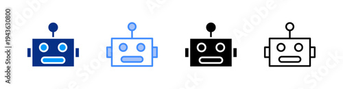 Robot Multiple Style Icon Set Vector 