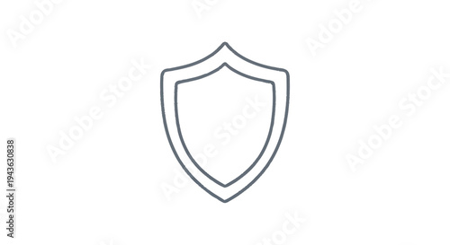 Simple Outline Shield Icon Representing Security and Protection.