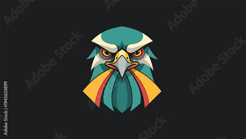 Stylized Eagle Head Emblem with Fierce Expression.